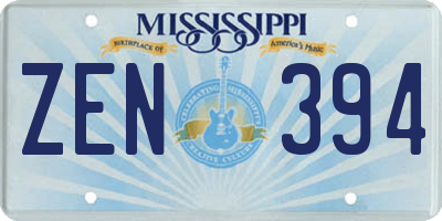 MS license plate ZEN394