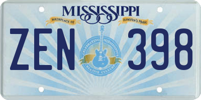 MS license plate ZEN398