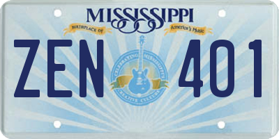 MS license plate ZEN401