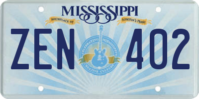 MS license plate ZEN402