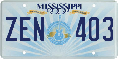 MS license plate ZEN403