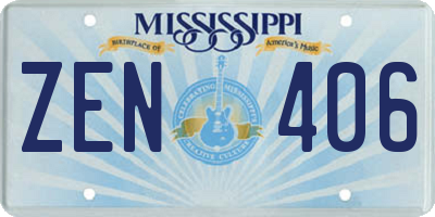 MS license plate ZEN406