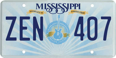 MS license plate ZEN407