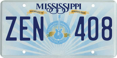 MS license plate ZEN408