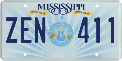 MS license plate ZEN411