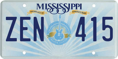 MS license plate ZEN415