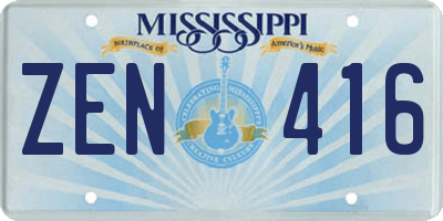 MS license plate ZEN416