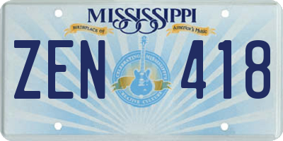 MS license plate ZEN418