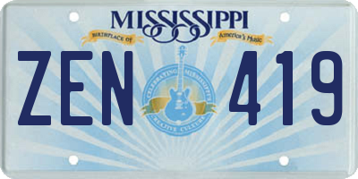 MS license plate ZEN419
