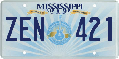 MS license plate ZEN421