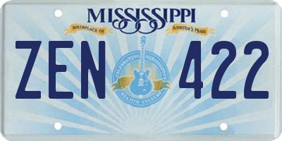 MS license plate ZEN422