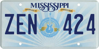 MS license plate ZEN424