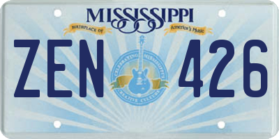 MS license plate ZEN426