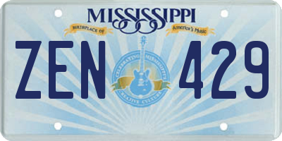 MS license plate ZEN429