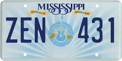 MS license plate ZEN431