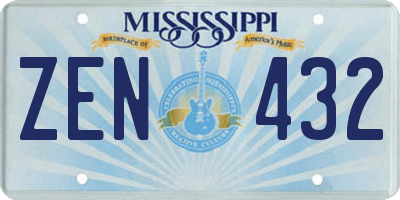 MS license plate ZEN432
