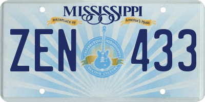 MS license plate ZEN433