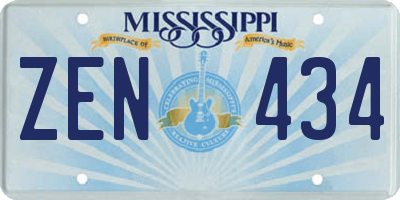 MS license plate ZEN434