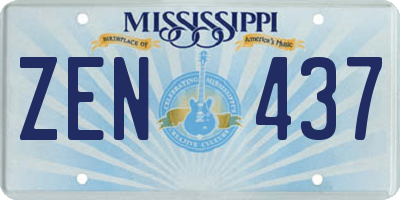 MS license plate ZEN437
