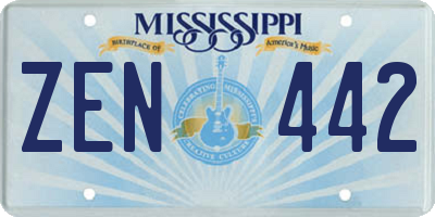 MS license plate ZEN442