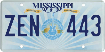 MS license plate ZEN443