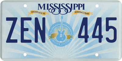 MS license plate ZEN445
