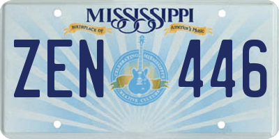 MS license plate ZEN446