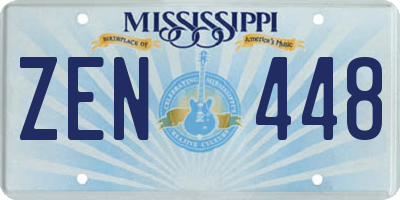 MS license plate ZEN448