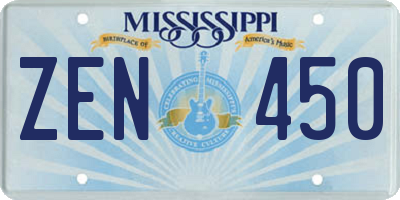 MS license plate ZEN450