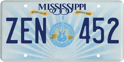 MS license plate ZEN452