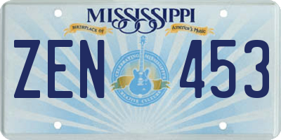MS license plate ZEN453
