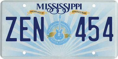 MS license plate ZEN454