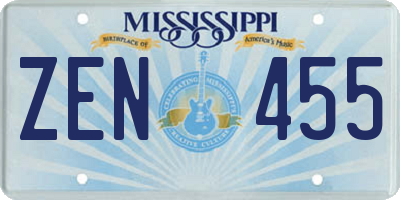 MS license plate ZEN455