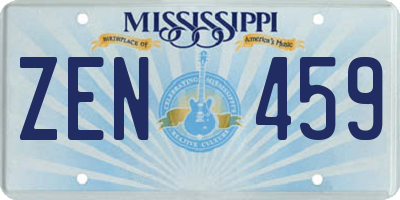 MS license plate ZEN459