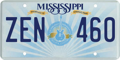 MS license plate ZEN460