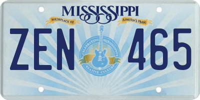 MS license plate ZEN465