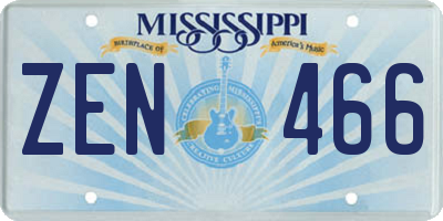 MS license plate ZEN466