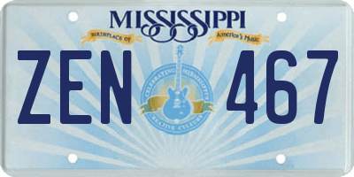 MS license plate ZEN467