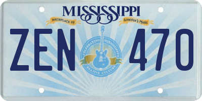 MS license plate ZEN470