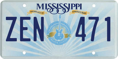 MS license plate ZEN471