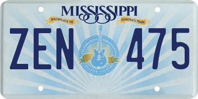 MS license plate ZEN475
