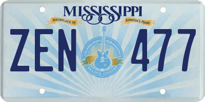 MS license plate ZEN477