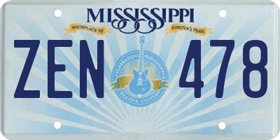 MS license plate ZEN478