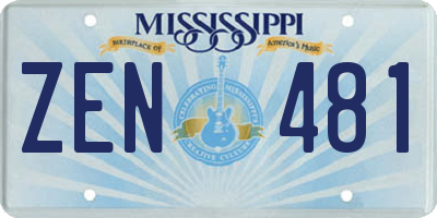 MS license plate ZEN481