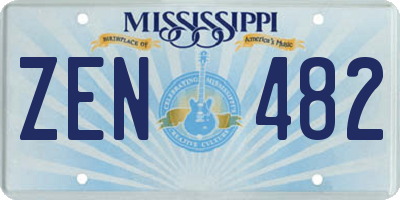 MS license plate ZEN482