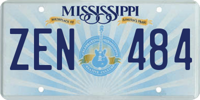 MS license plate ZEN484