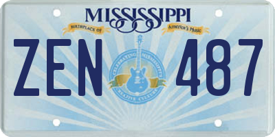 MS license plate ZEN487