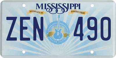 MS license plate ZEN490