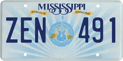 MS license plate ZEN491