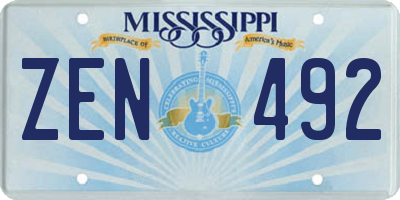 MS license plate ZEN492